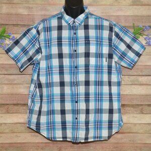 Columbia Button-Down Shirt Mens XXL Blue Plaid Short Sleeve Regular Fit Outdoors
